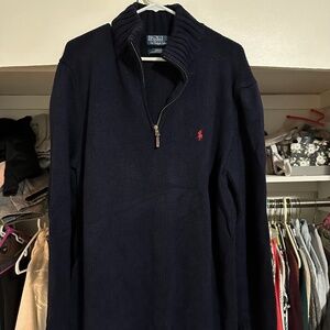 Polo by Ralph Lauren Men's Navy Blue Quarter Zip Sweater XLT